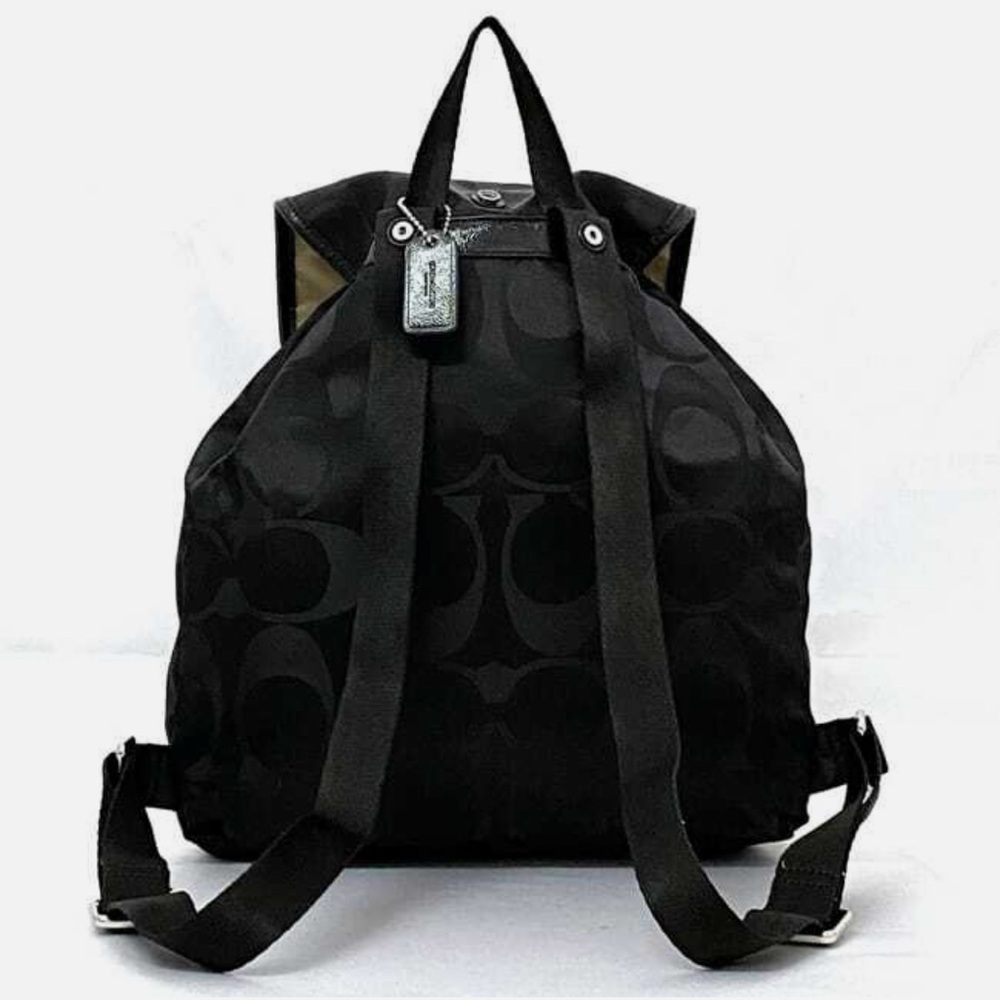 Coach Rucksack EC-22300 Black Signature F77350 Good Condition Canvas Leather - Picture 8 of 13